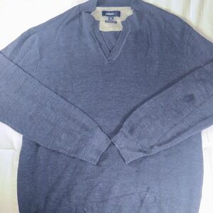 johnnie-O‎ Sweater Mens Large Navy Blue V-Neck Pullover Cotton Acrylic Casual